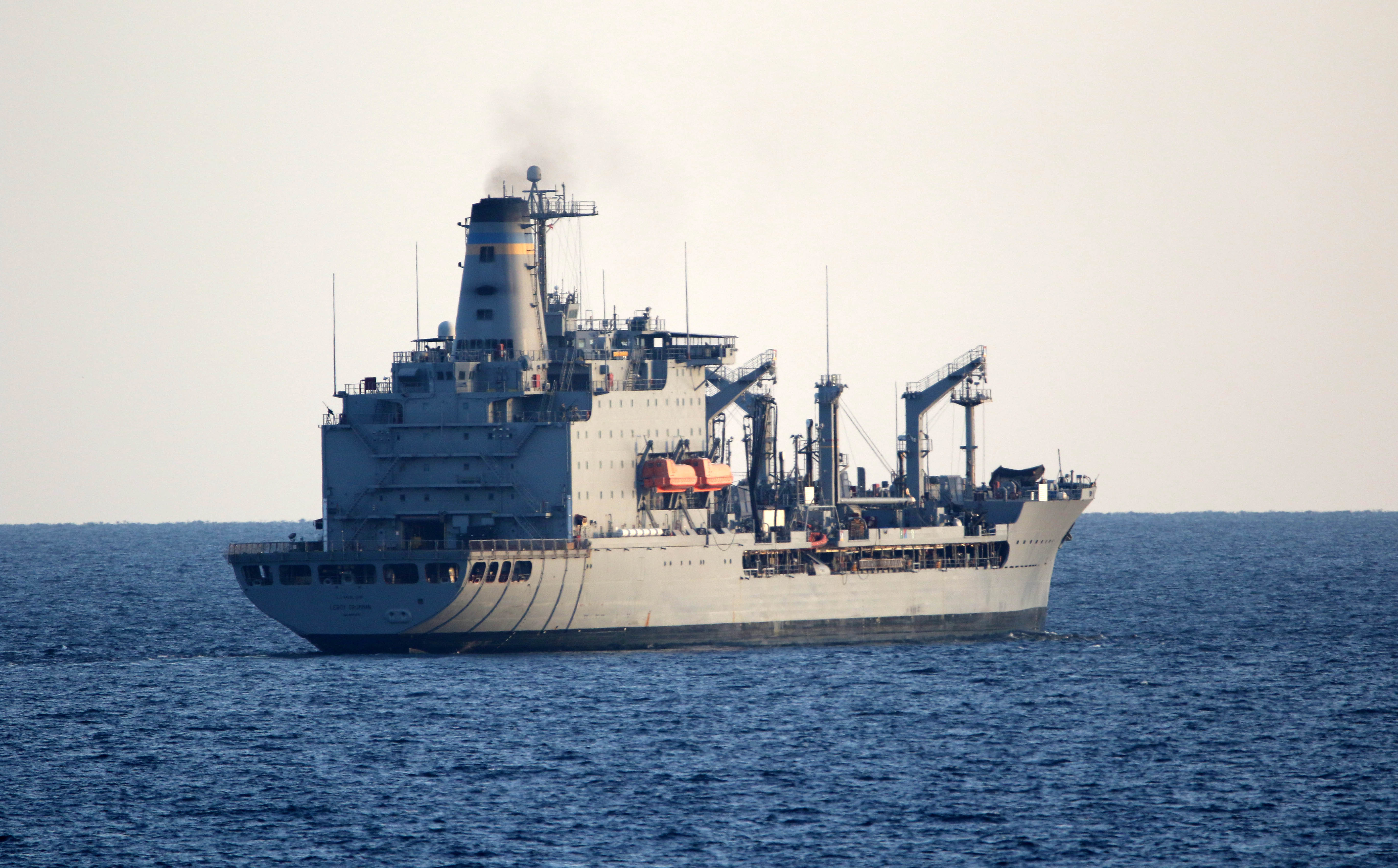 Figure 4. USNS Leroy Grumman transiting the Strait of Hormuz, December 2020.  U.S. Navy, public domain
